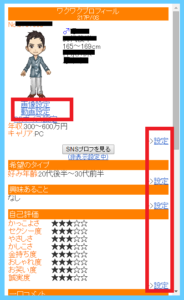 ワクワクメール　プロフィール設定